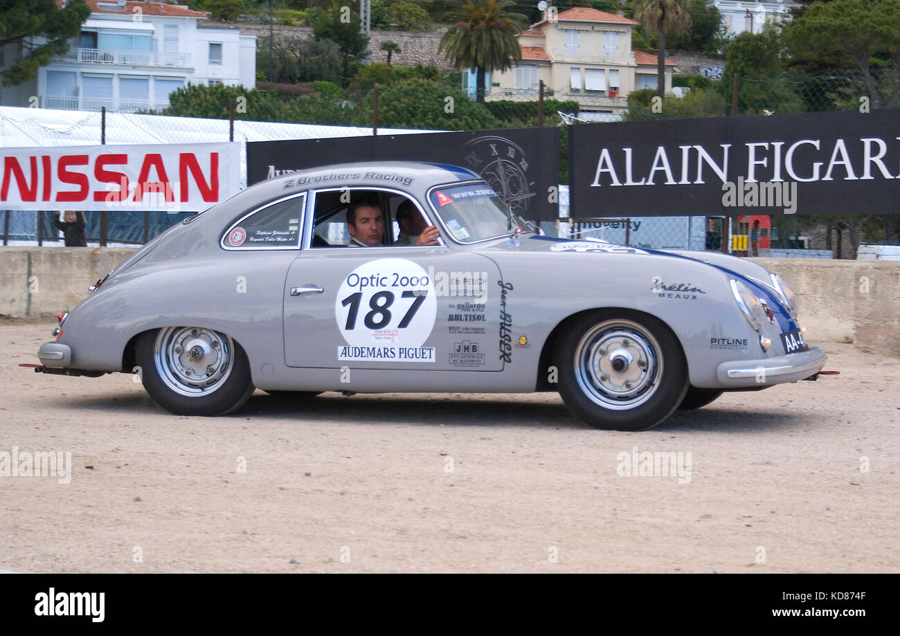 Tour auto Optic 2000-2012. Every year, the race of vintage cars start from Paris and finish on Azure Coast. Car : Porsche 356 PreA 1953 Stock Photo