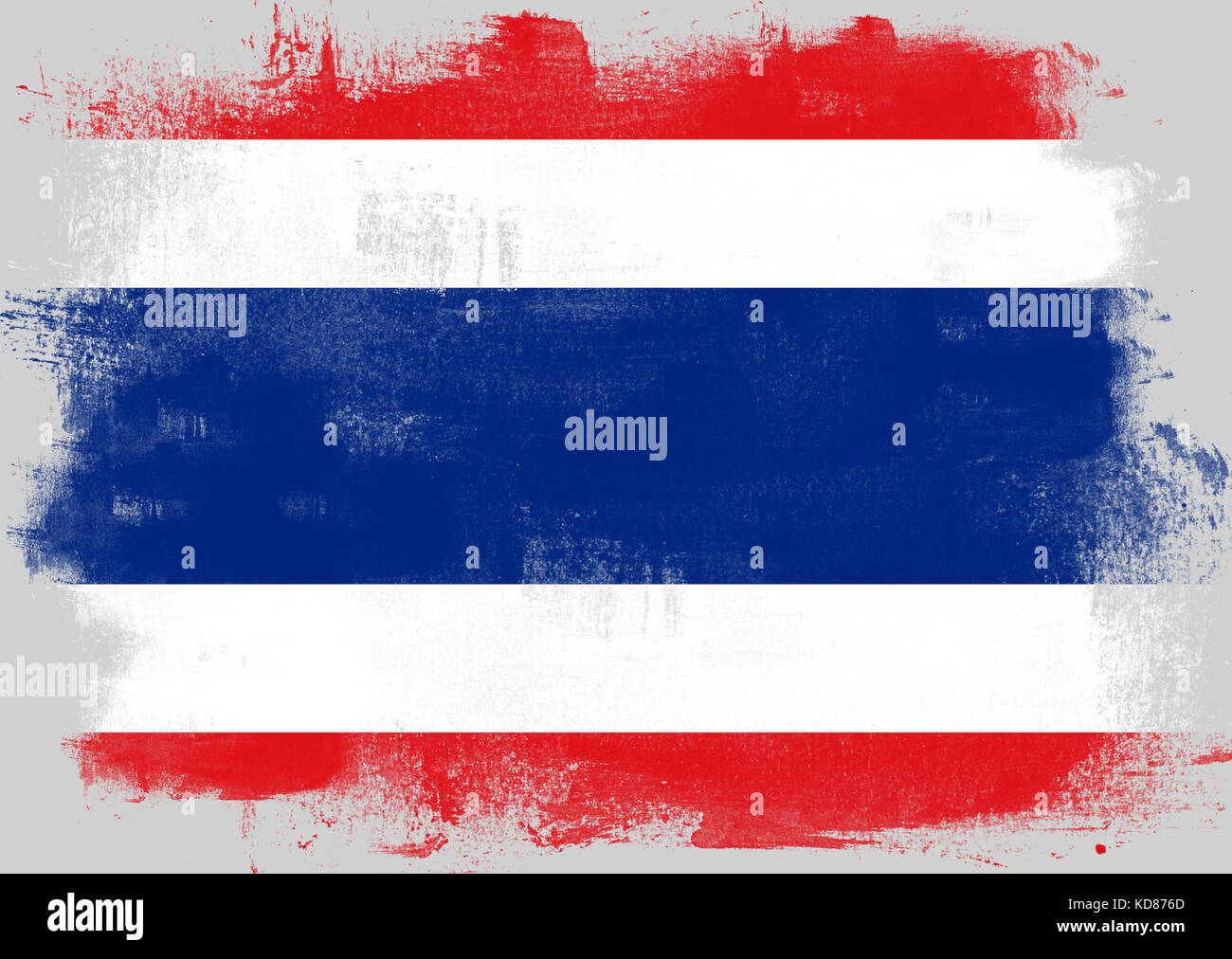 Flag of Thailand painted with brush on solid background Stock Photo - Alamy