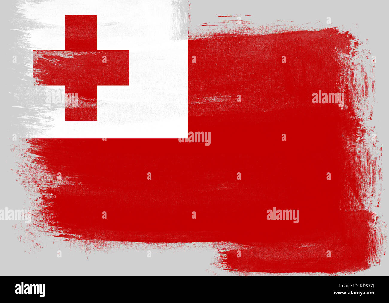 Flag of Tonga painted with brush on solid background Stock Photo - Alamy