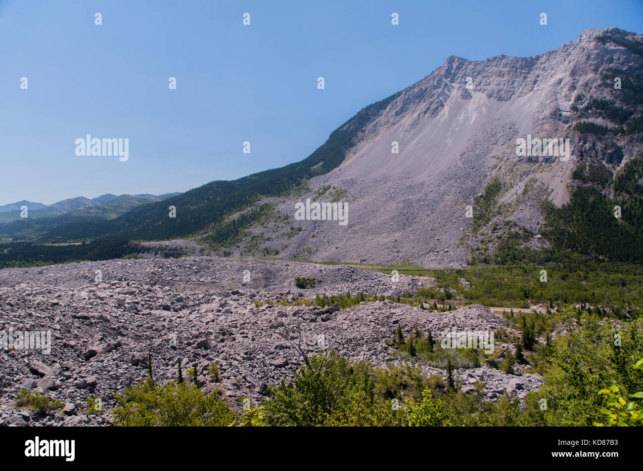 1903 Frank Slide Provincial Historic Site, Municipality of CrowsNest Pass, Alberta, Canada Stock Photo