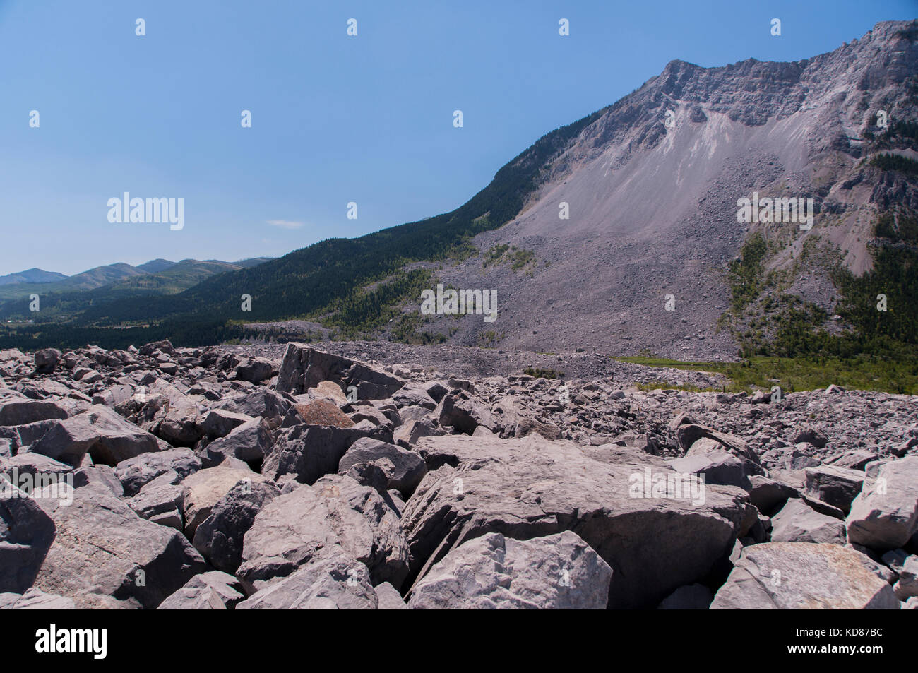 1903 Frank Slide Provincial Historic Site, Municipality of CrowsNest Pass, Alberta, Canada Stock Photo