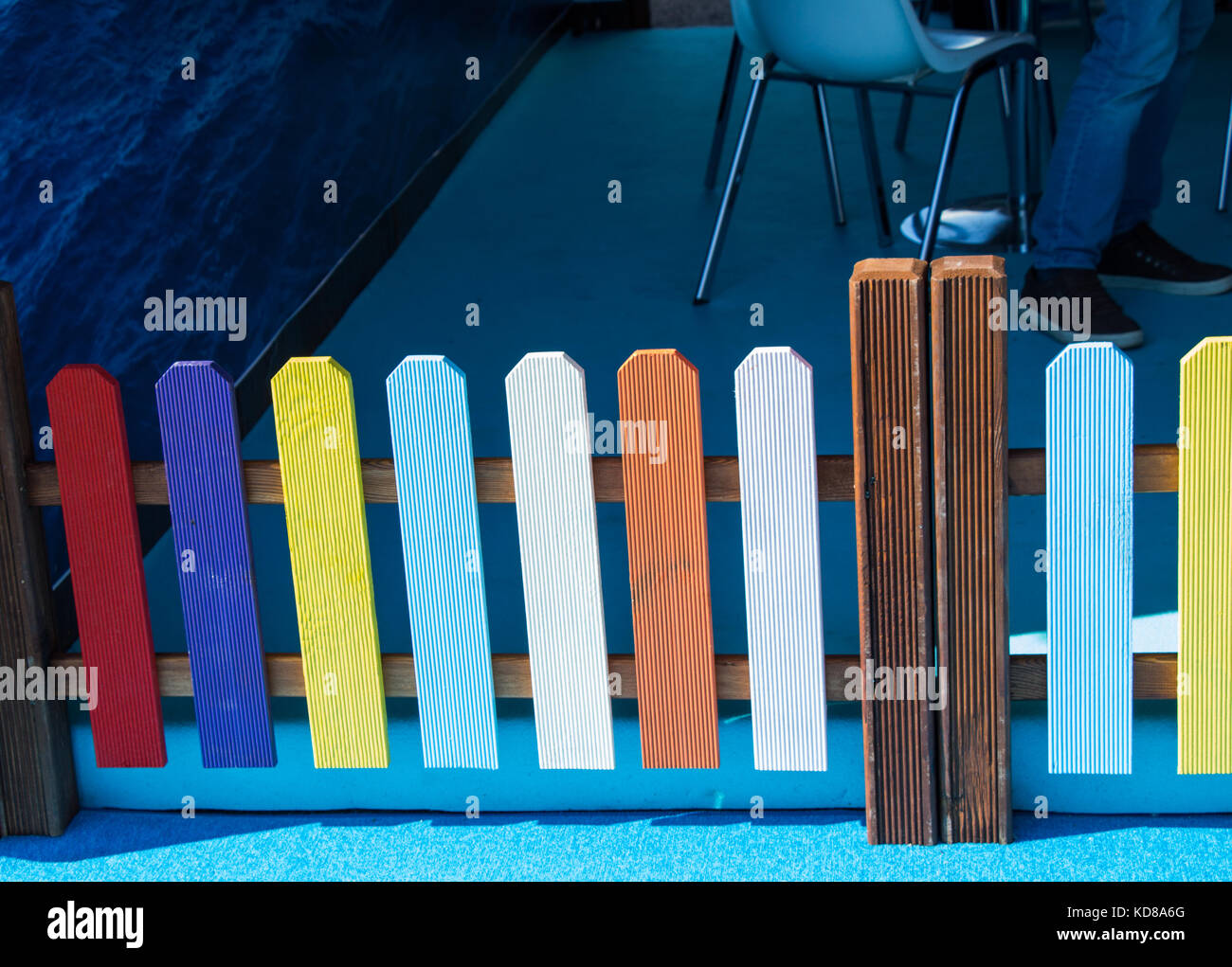 Close up of a part of decorative colorful wooden fence Stock Photo - Alamy