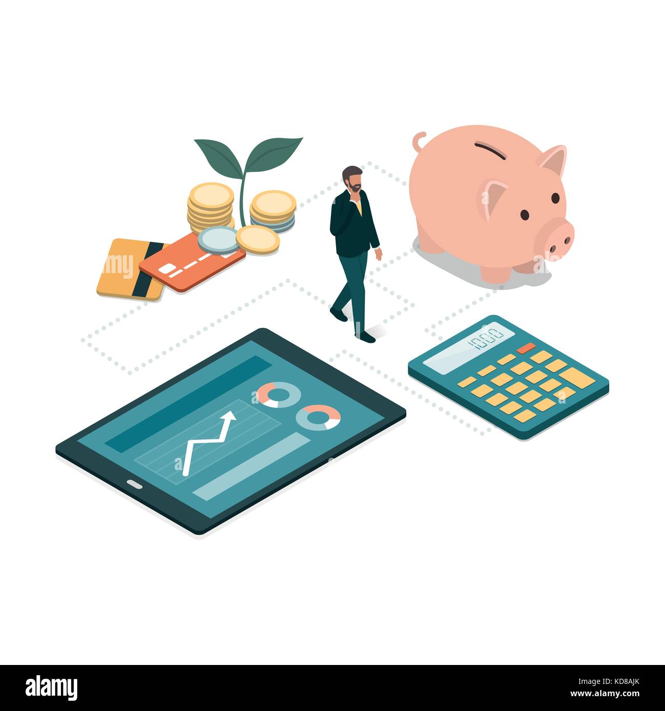 Businessman choosing the right solution for his investments and savings: financial planning and deposits concept Stock Vector