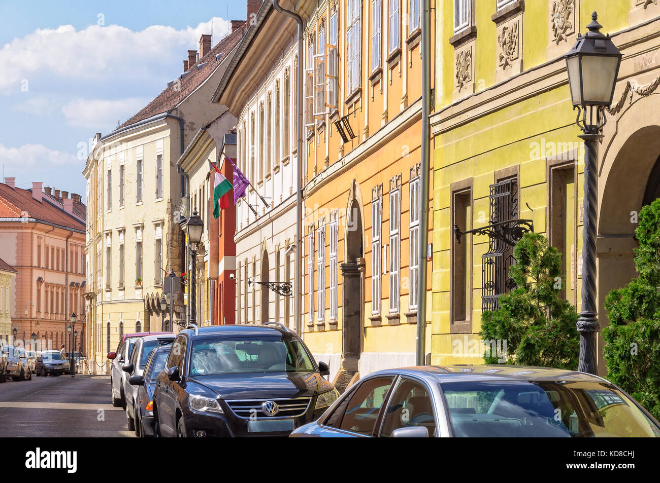 Beautiful, colorful houses in Uri Street of Buda Castle Budapest