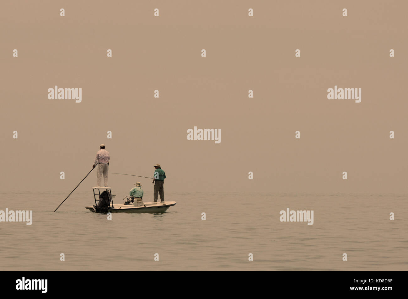 Fishermen fly fishing for tarpon bonefish and permit in the Florida