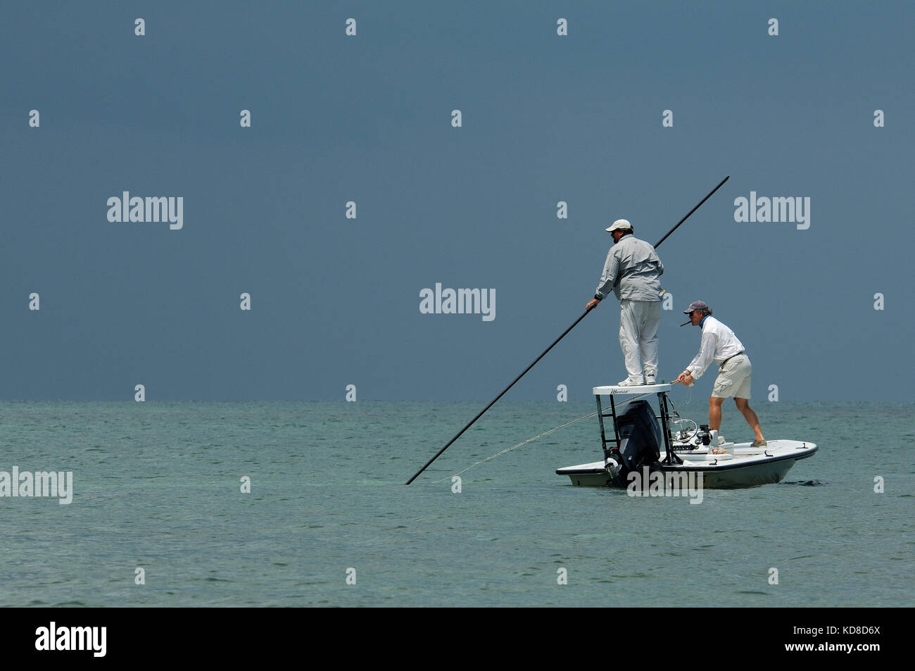 Fishermen fly fishing for tarpon bonefish and permit in the Florida