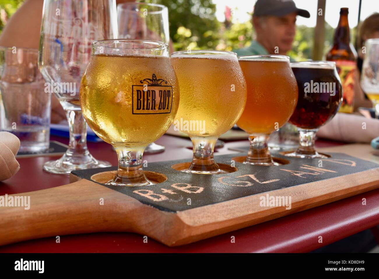 Beer Sampling Flight With Different Styles And Types Of