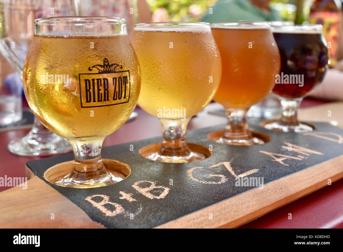 Beer Sampling Flight With Different Styles And Types Of Beers