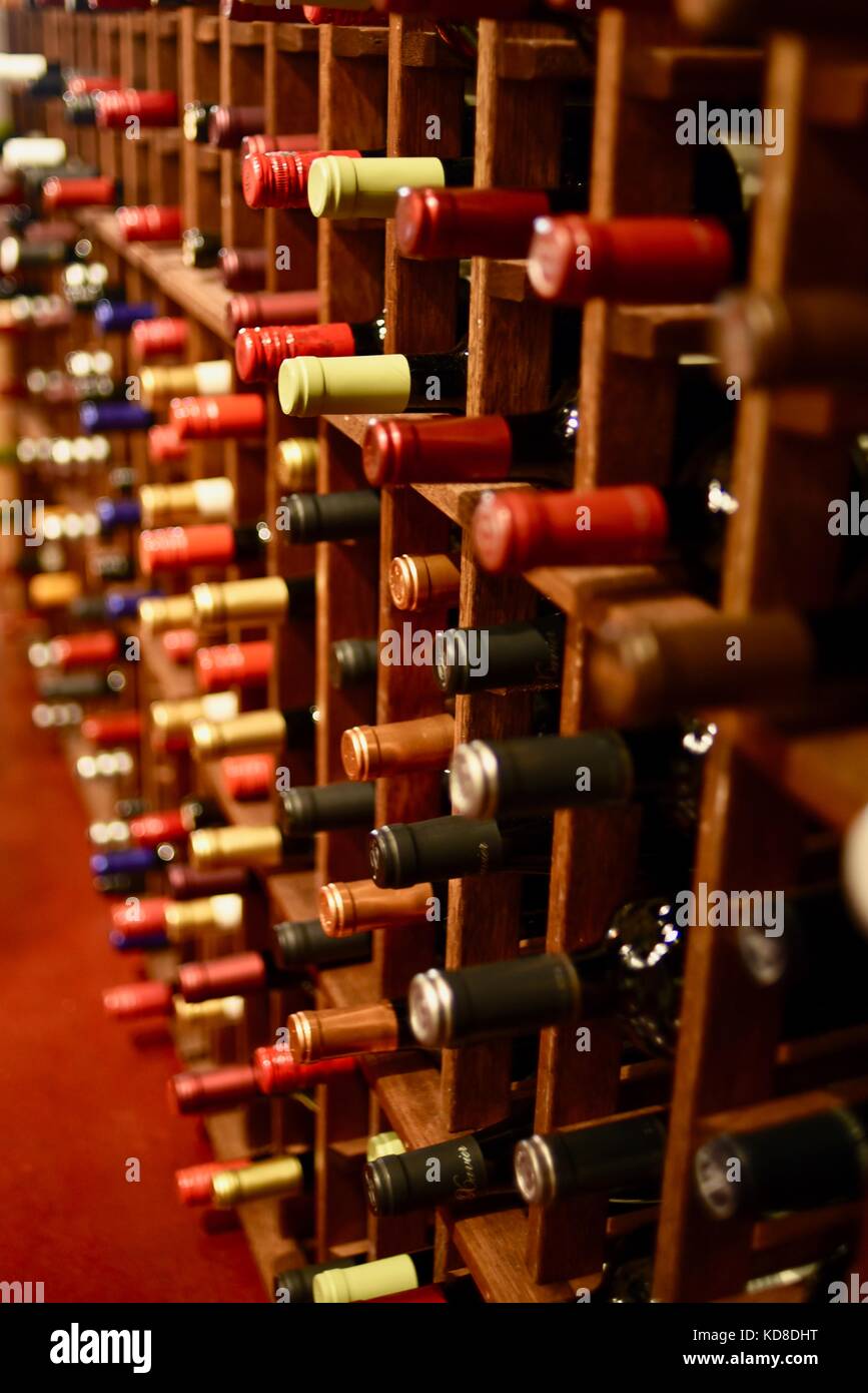 Racks of wine displayed in retail store at Door Artisan Cheese Company in Door County community