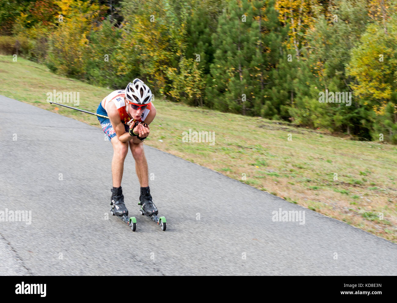Flaming Leaves Festival Rollerski competition in Lake Placid NY Stock