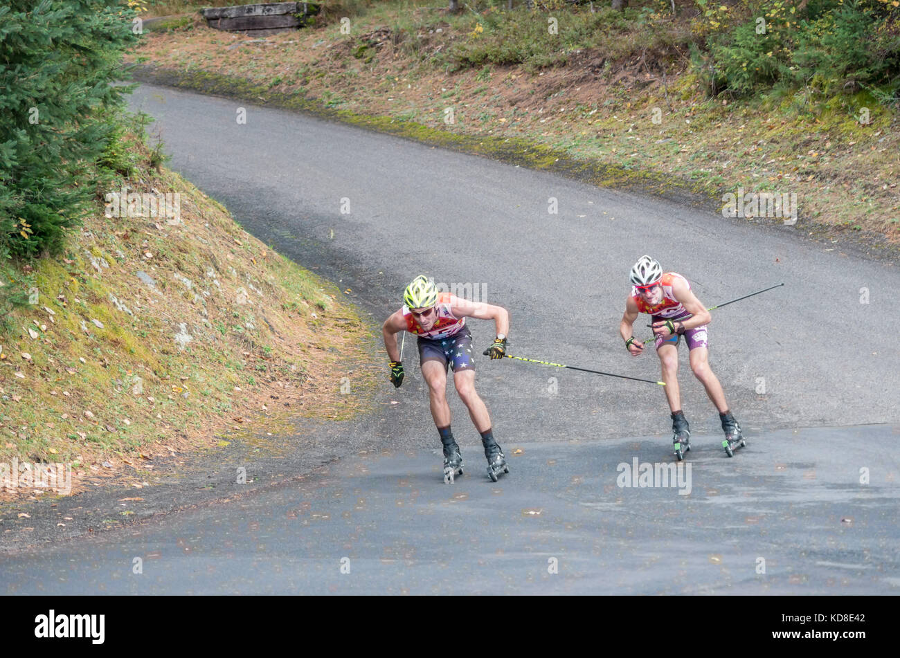 Flaming Leaves Festival Rollerski competition in Lake Placid NY Stock
