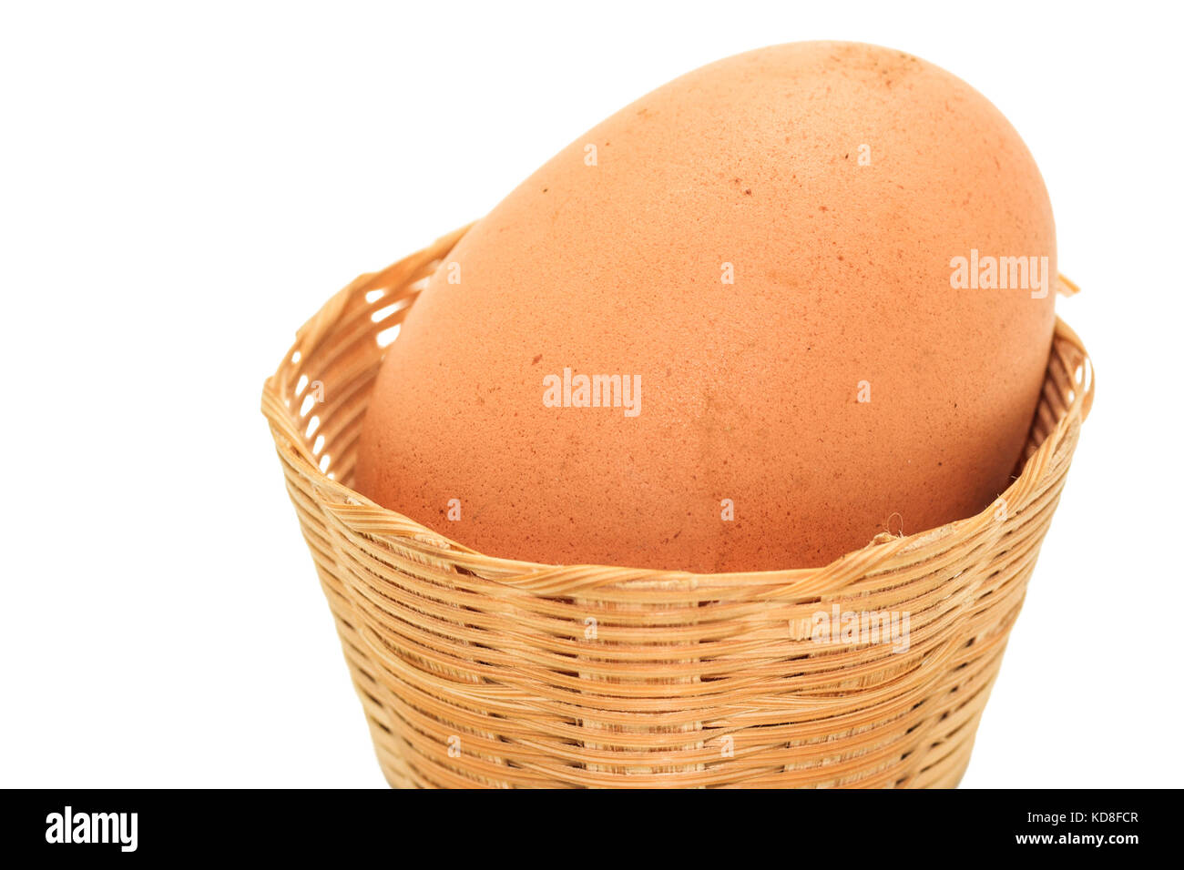 Extream Closeup Egg In Basket.Macro to detail on egg shell Stock Photo