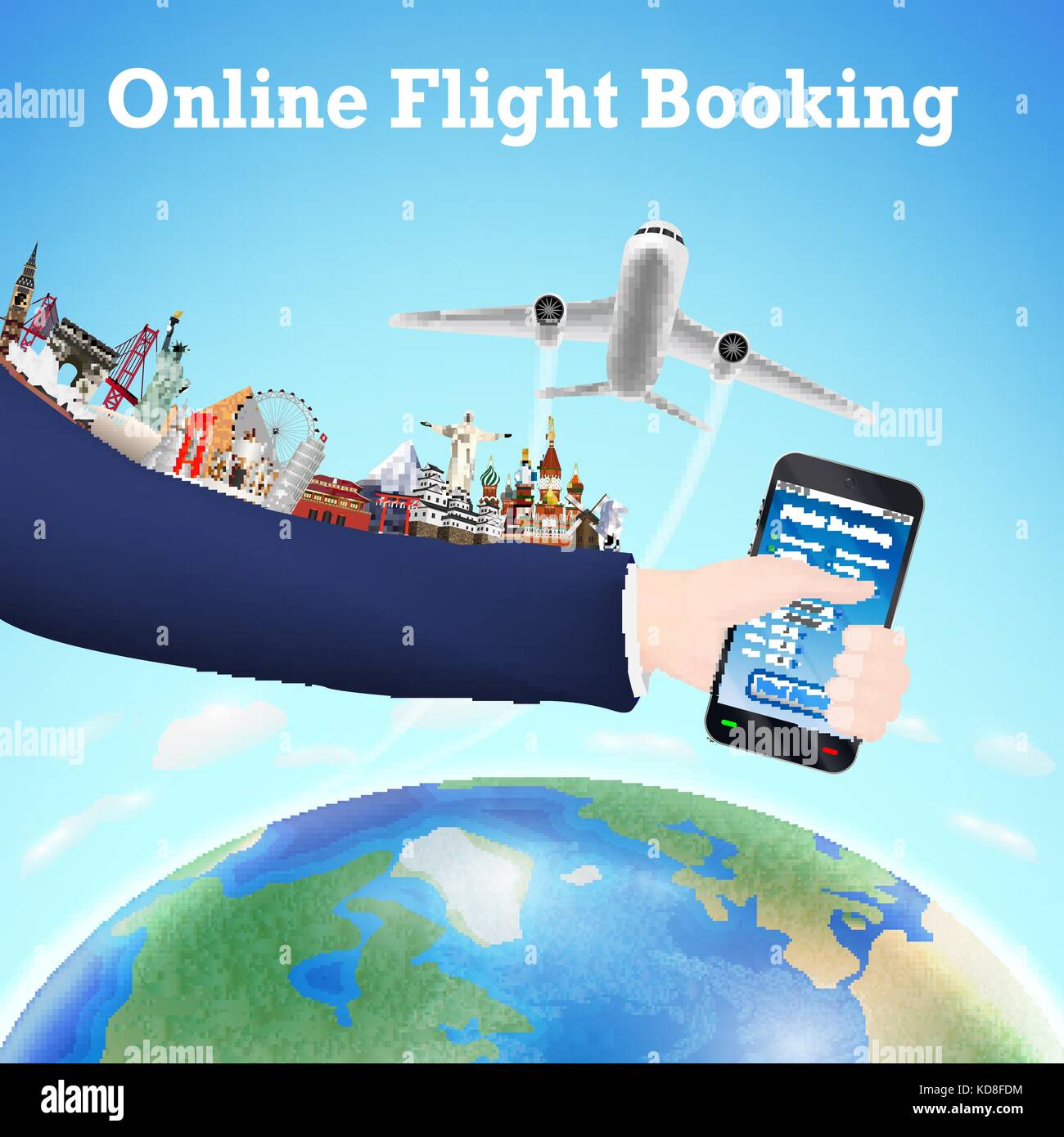 hand hold boarding pass passport and landmark Stock Vector Image & Art