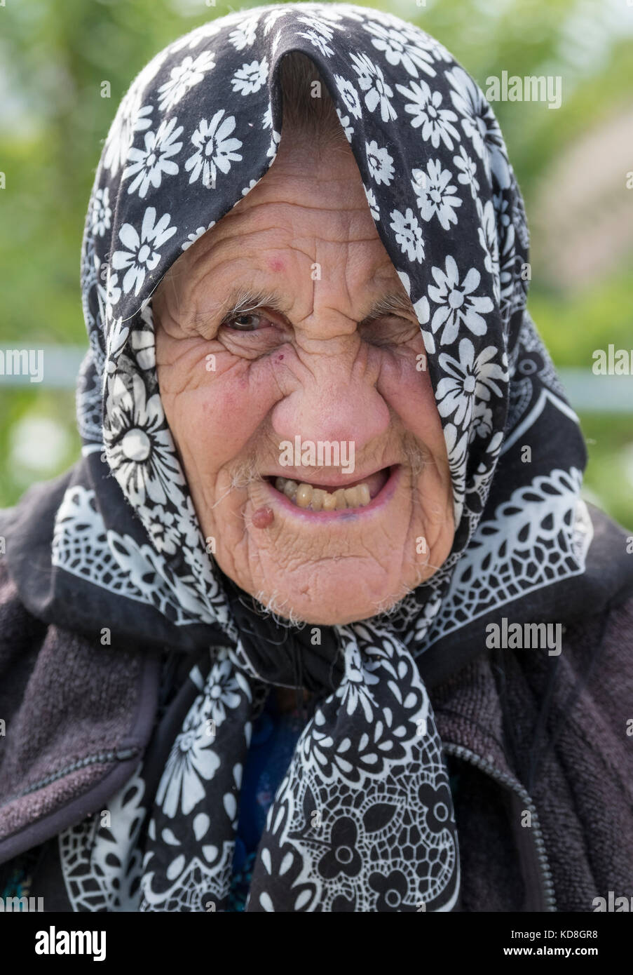 Portrait of a Greek Cypriot woman in a mountain village in Cyprus. Stock Photo