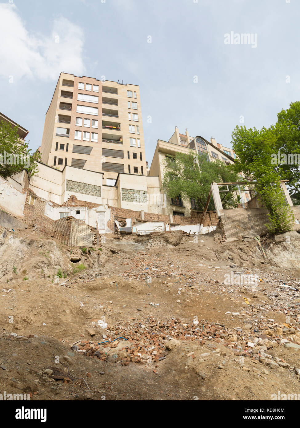Soil erosion in urban Tehran, Iran Stock Photo