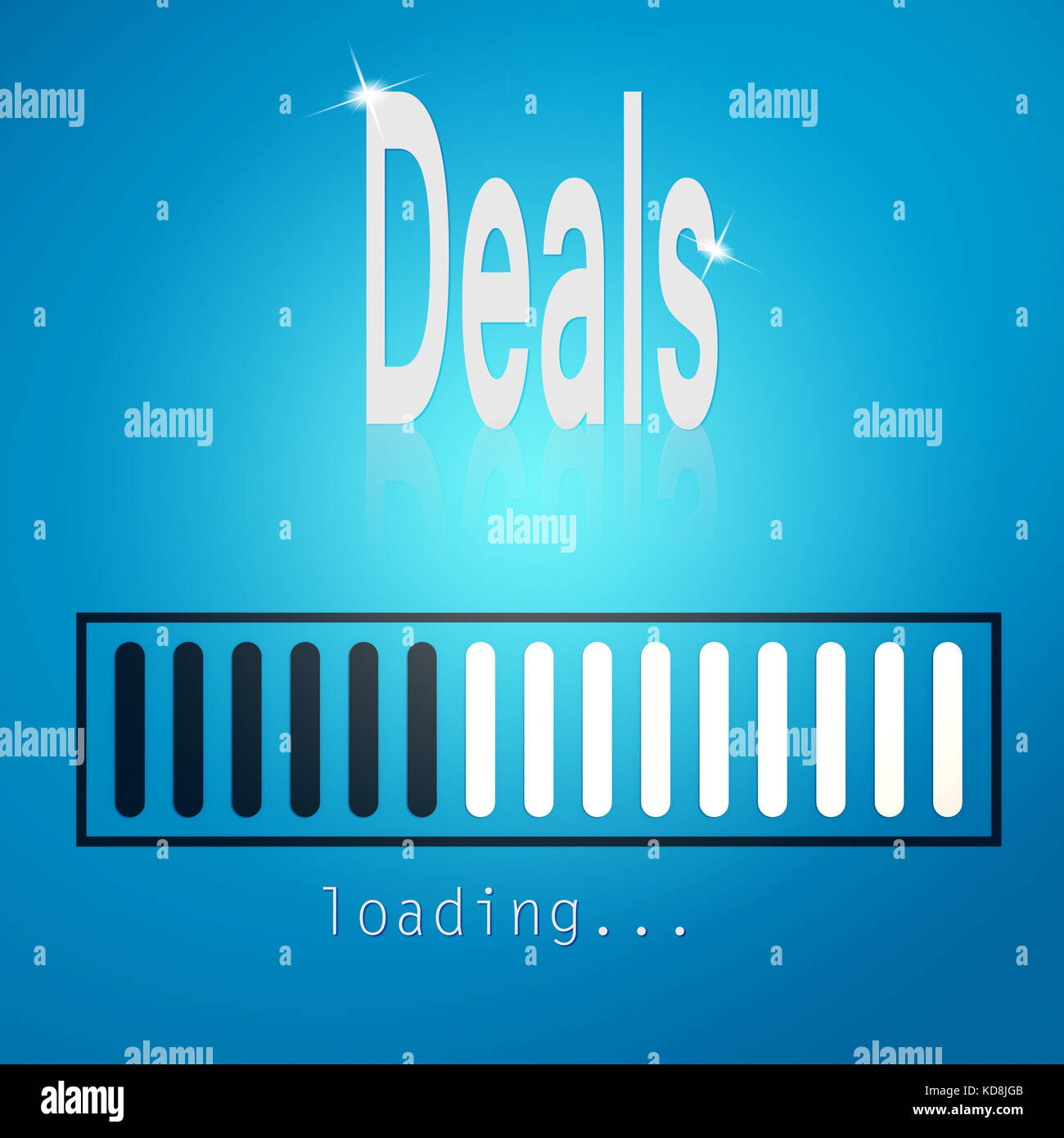 Deals blue loading bar image with hires rendered artwork that could be