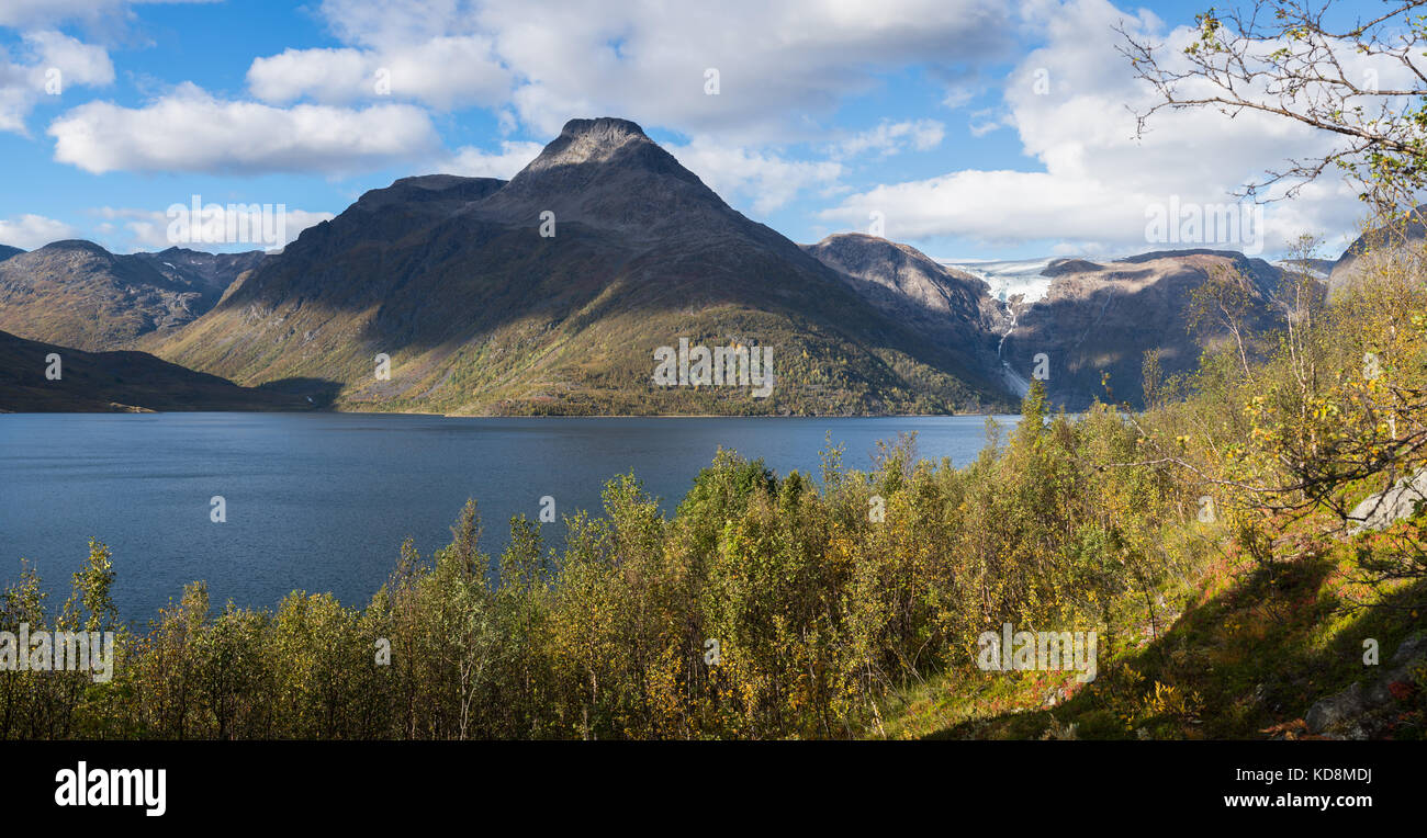 Jøkelfjord, Jøkelfjorden, Øksfjordjøkeln, isbre, glacier, Northern, Troms Stock Photo