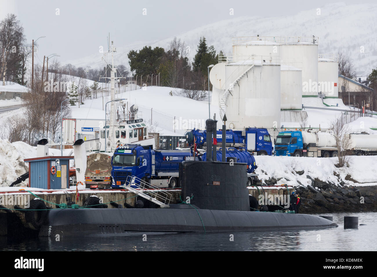 Norwegian submarine ula-class at harbor Stock Photo
