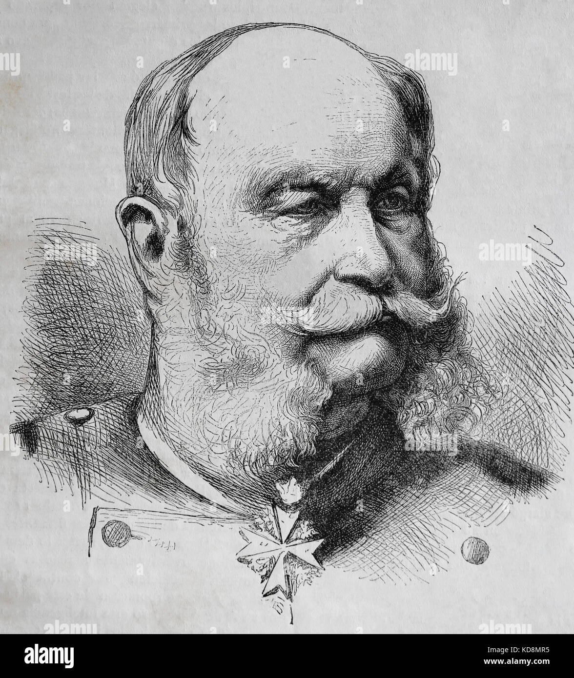 William I, German Emperor (1797-1888). Engraving, 1883. Portrait. Stock Photo