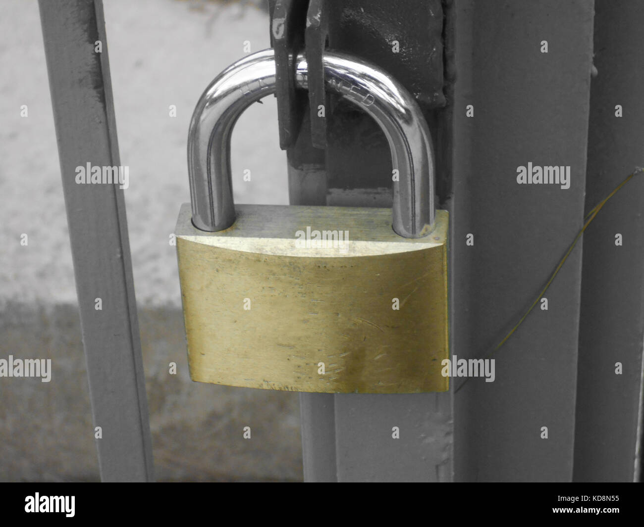 close up of a lock of a yard door with selective coloring Stock Photo ...