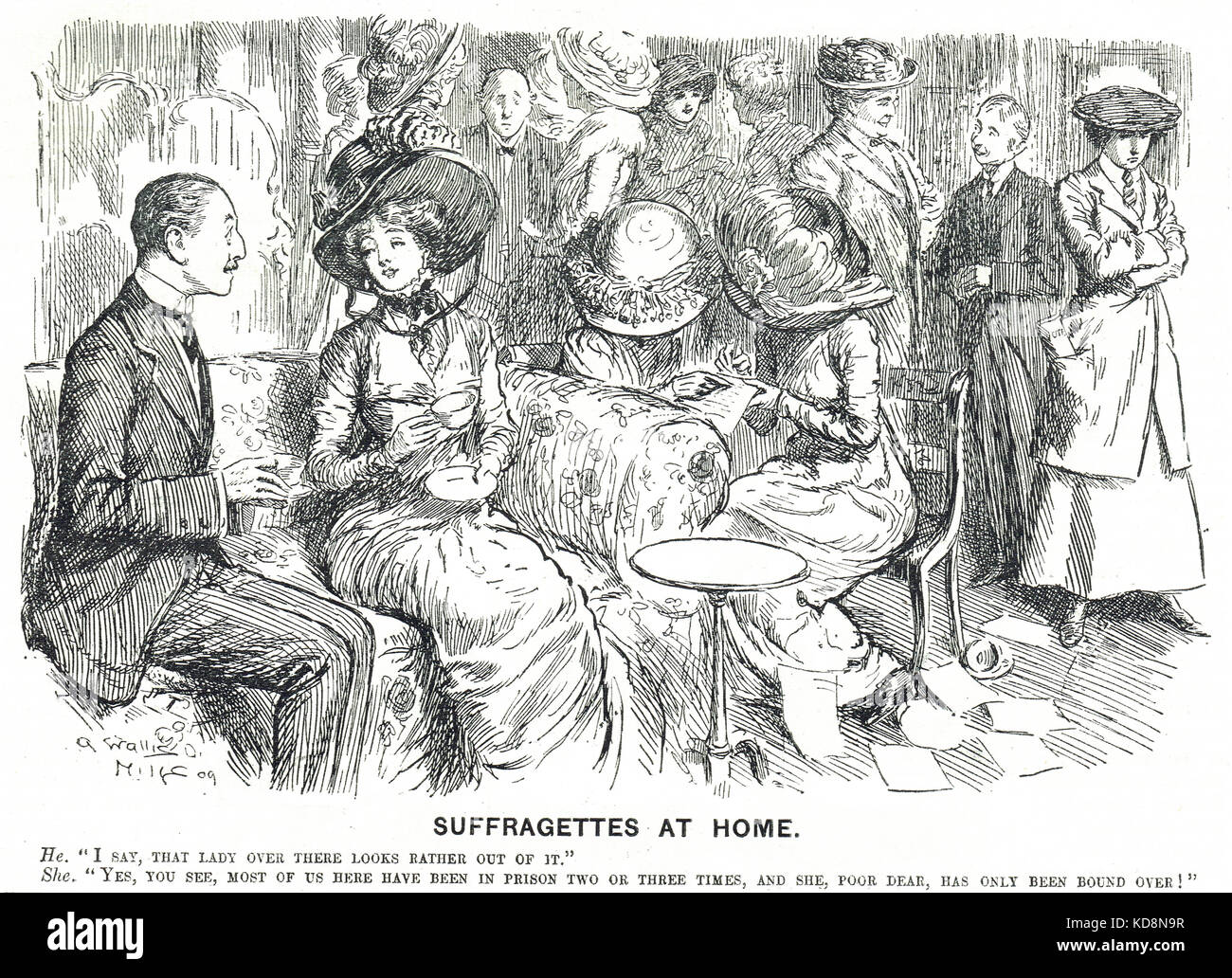 Suffragettes at home Punch cartoon, 1909 Stock Photo