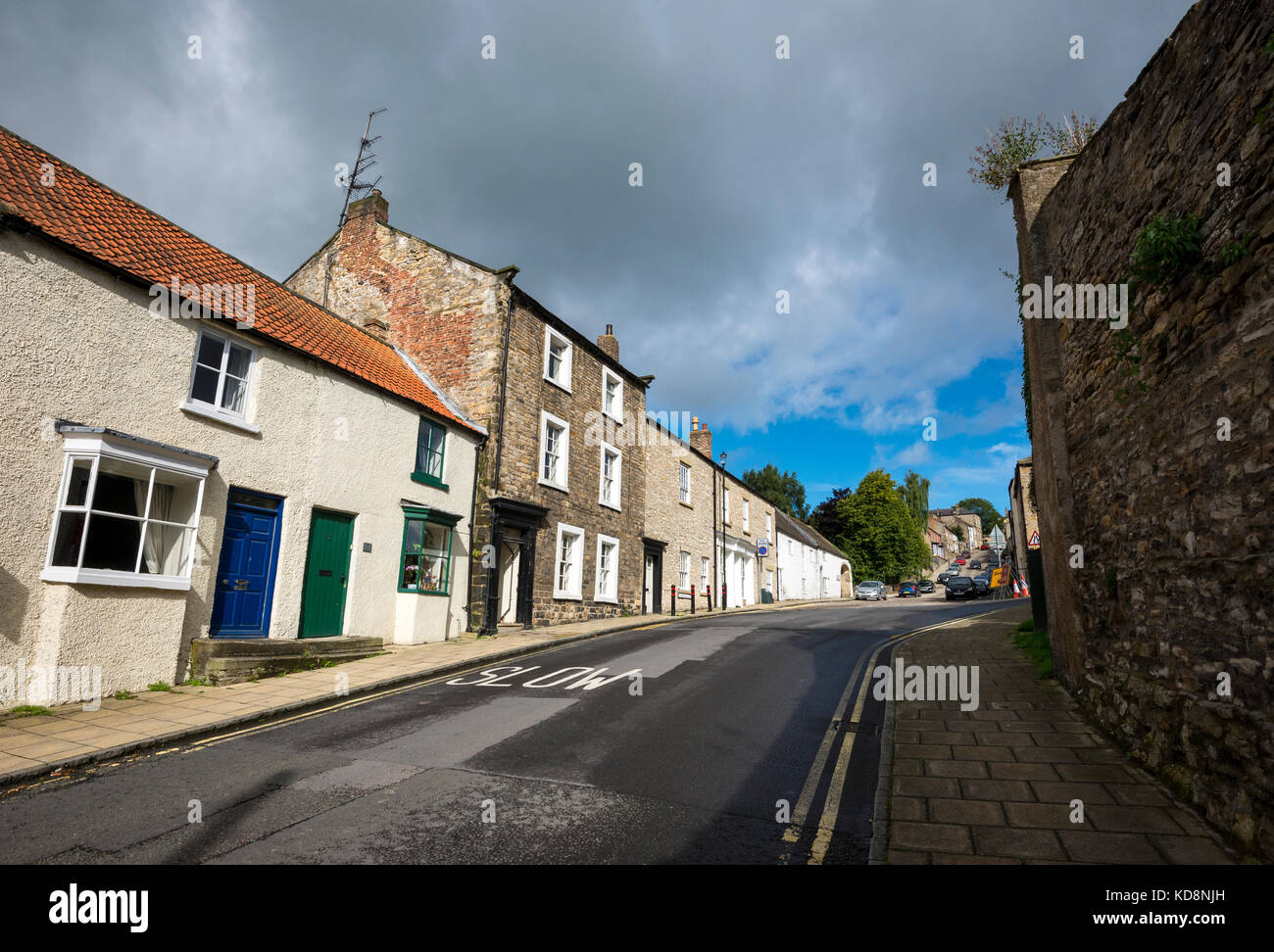 Quiet street on the outskirts of the historic town of Richmond, North Yorkshire, England. Stock Photo