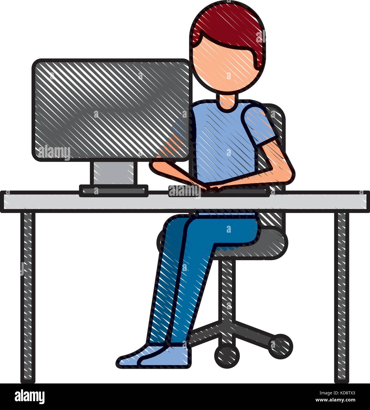 person working on computer programming or coding concept Stock Vector ...