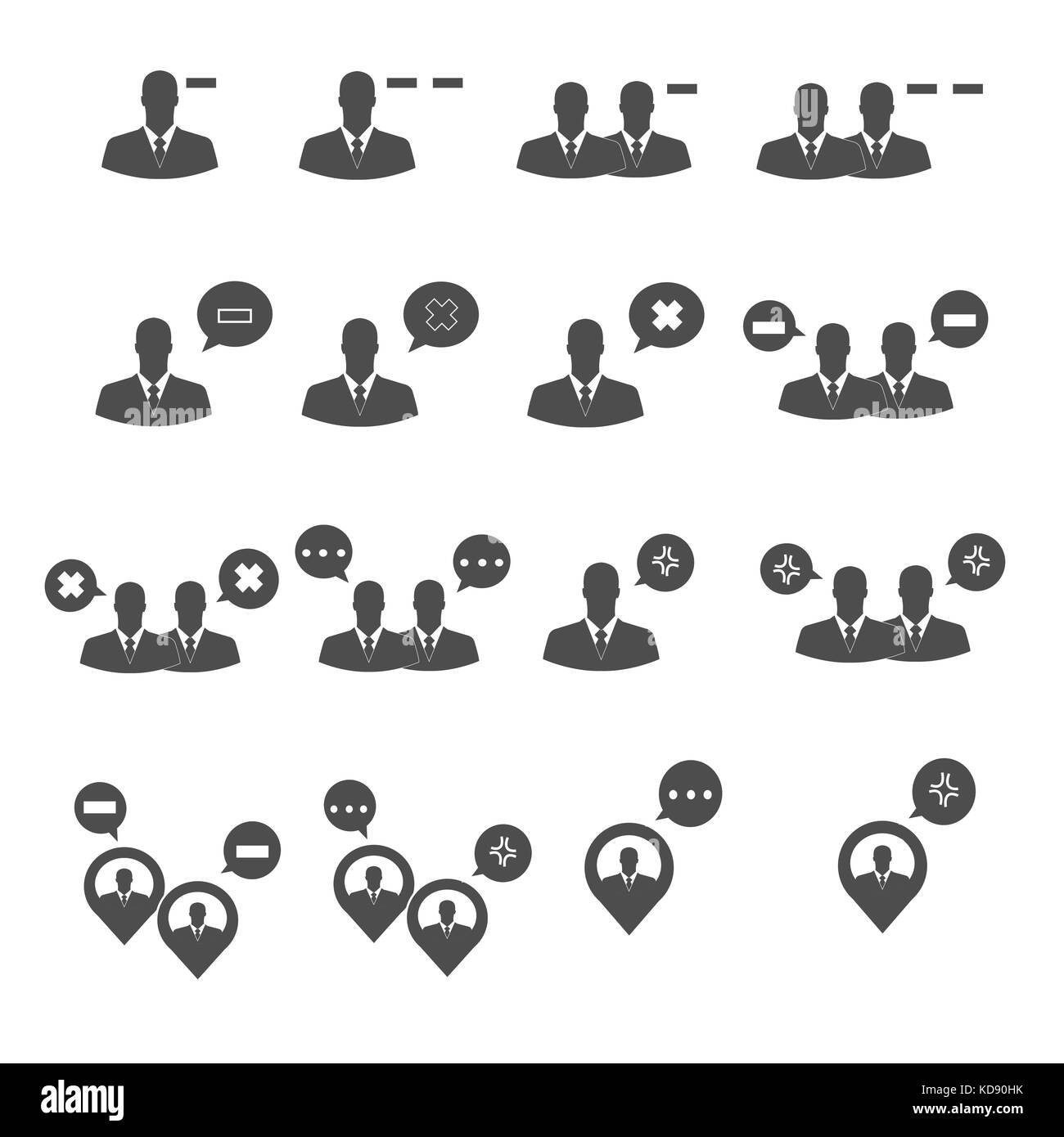 business people conflict icons set vector Stock Photo