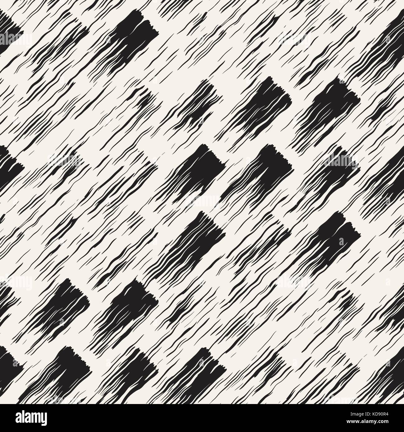 Vector seamless pattern with brush stripes and strokes. Black and white ...