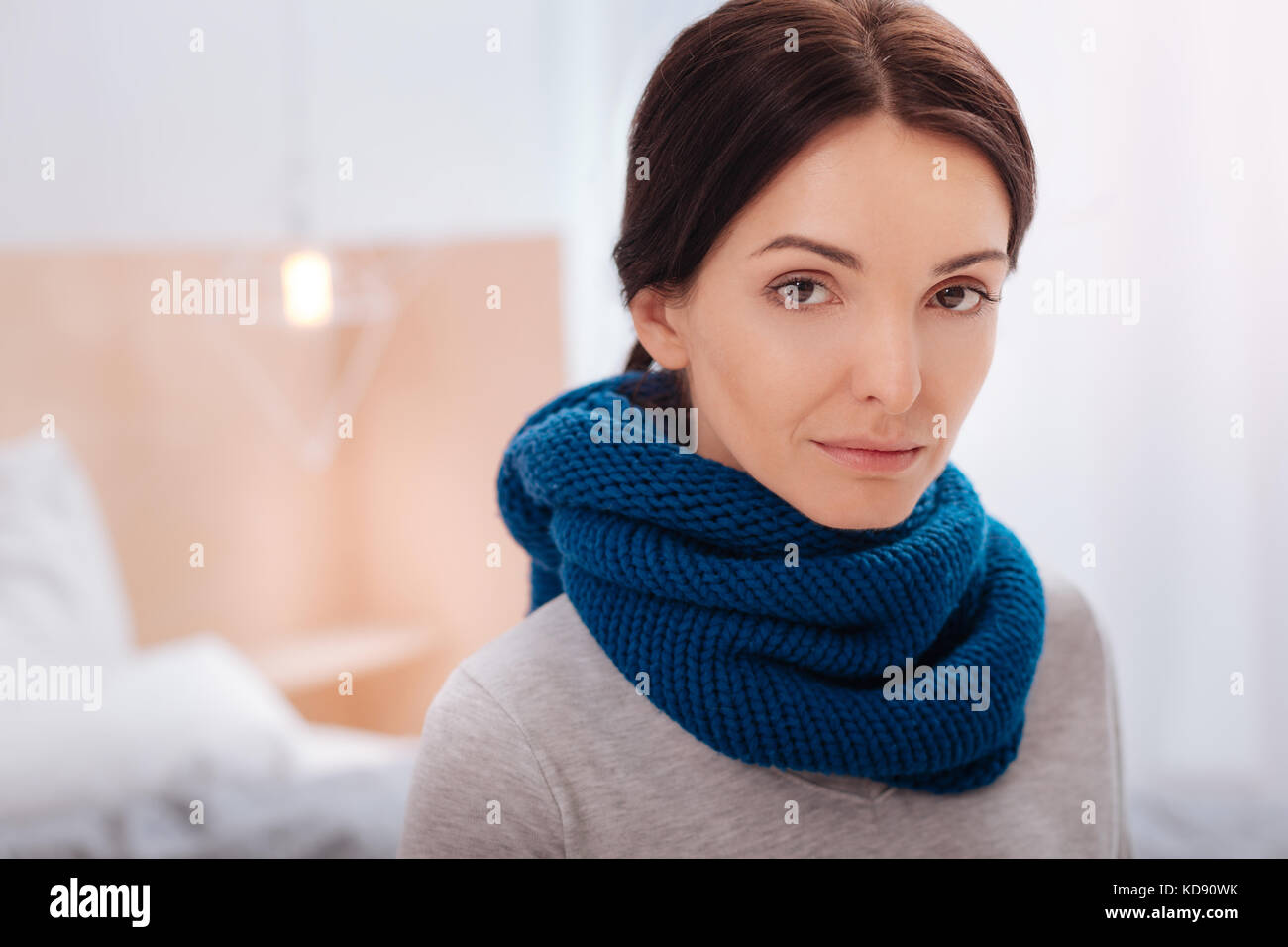 Portrait of a serious concentrated woman Stock Photo