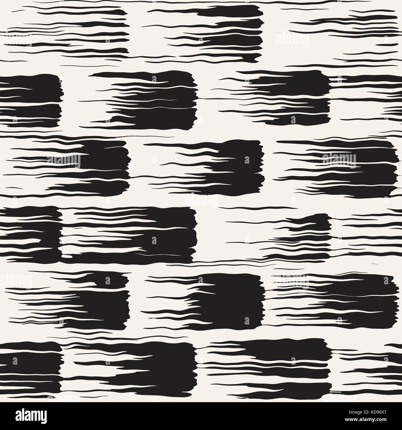 Vector seamless pattern with brush stripes and strokes. Black and white ...