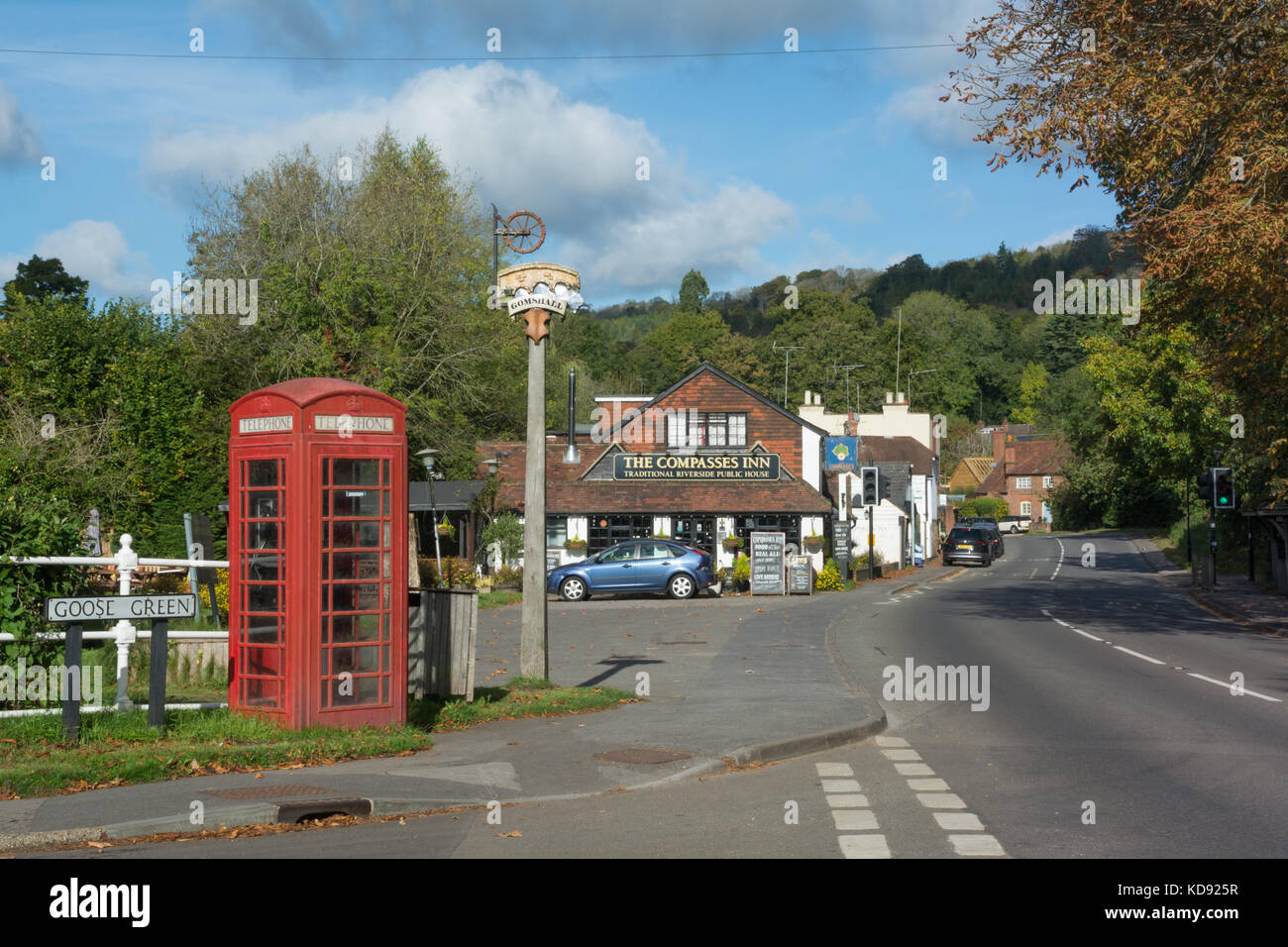 The pretty village of Gomshall in the Surrey Hills AONB, UK Stock Photo