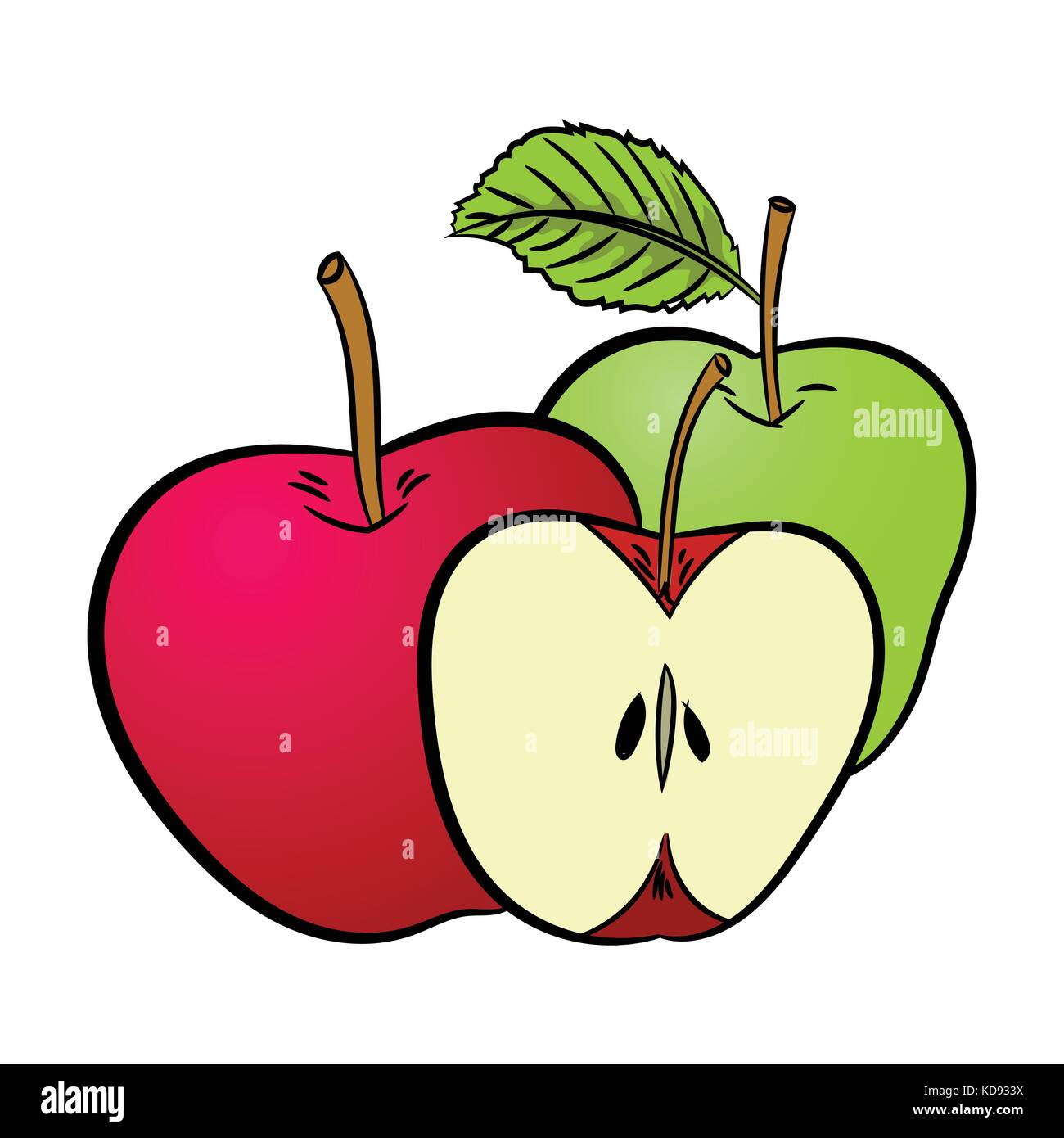 Isolated of Apples isolated on White Background-Vector Illustration Stock Vector