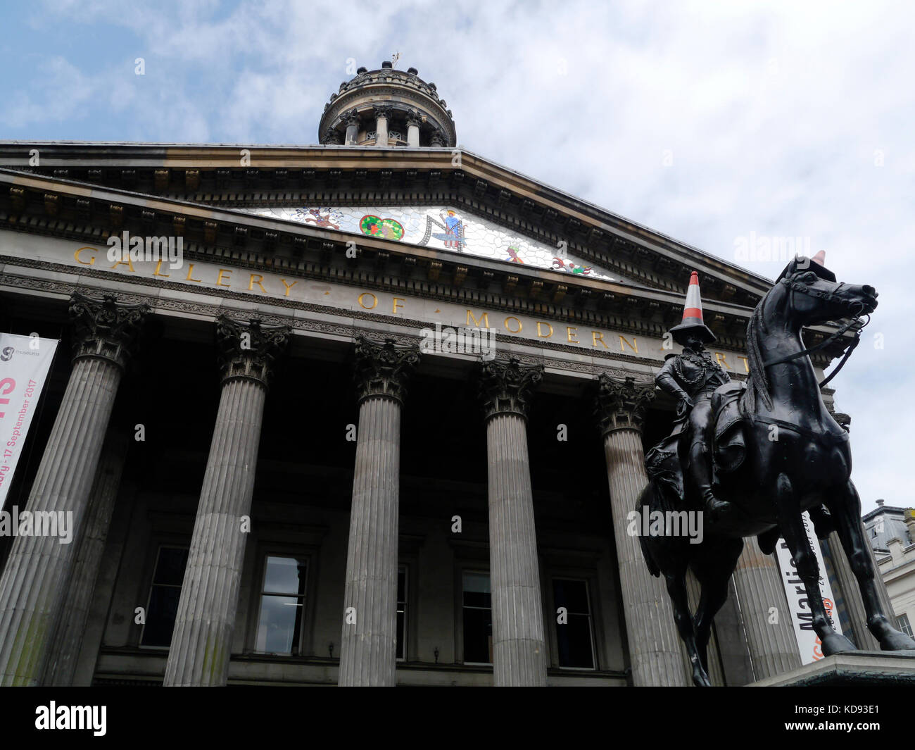 Duke of Wellington Statue with traffic cone , outside the Gallery of