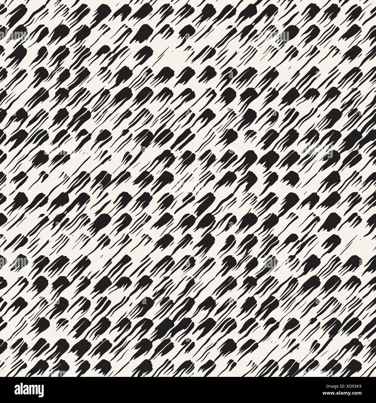 Vector seamless pattern with brush stripes and strokes. Black and white ...