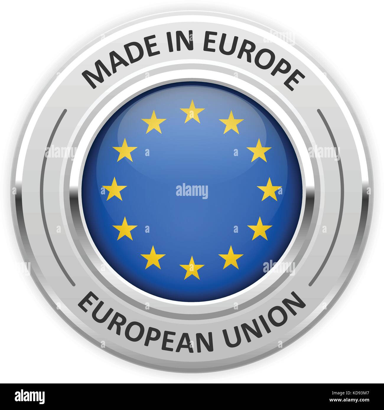 Silver medal Made in European Union (EU) with flag Stock Vector