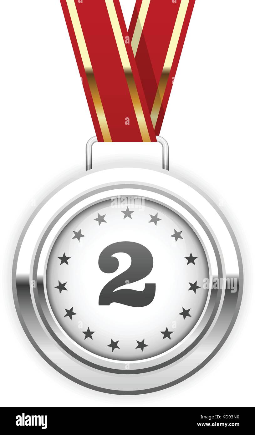 Winner silver medal on ribbon second place Stock Vector Image & Art