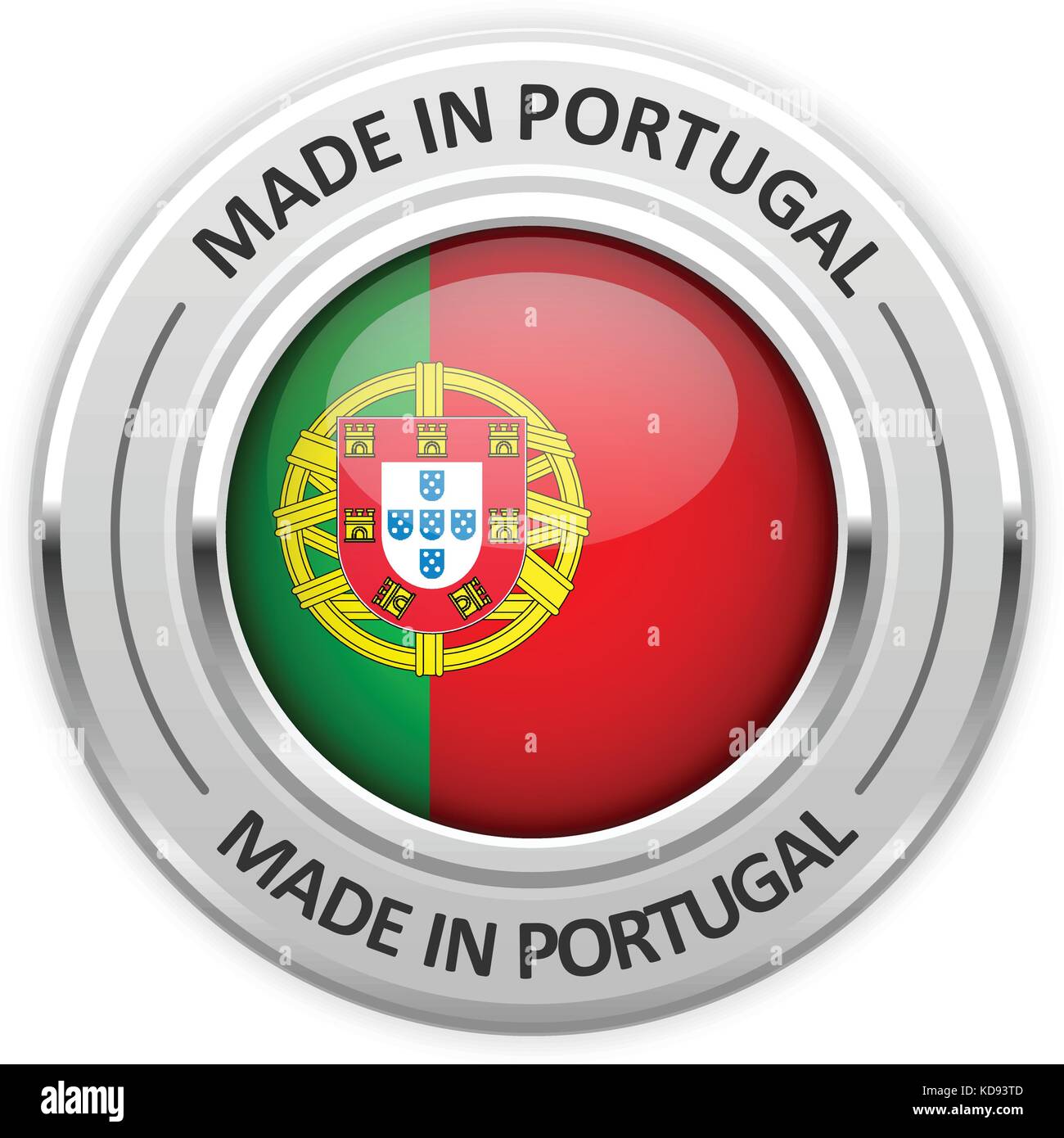 Silver medal Made in Portugal with flag Stock Vector