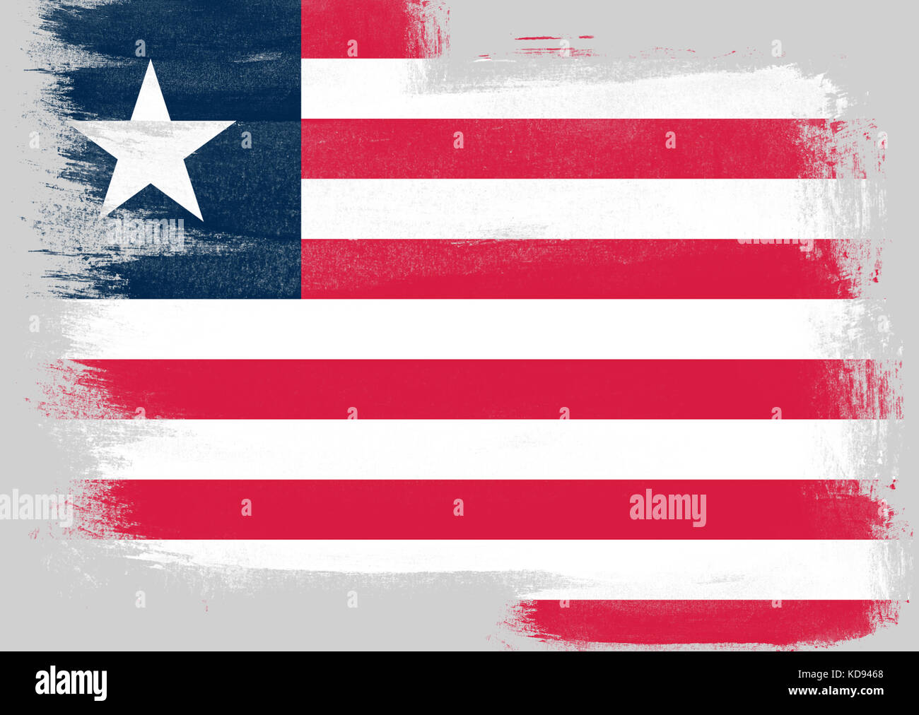 Flag of Liberia painted with brush on solid background Stock Photo - Alamy