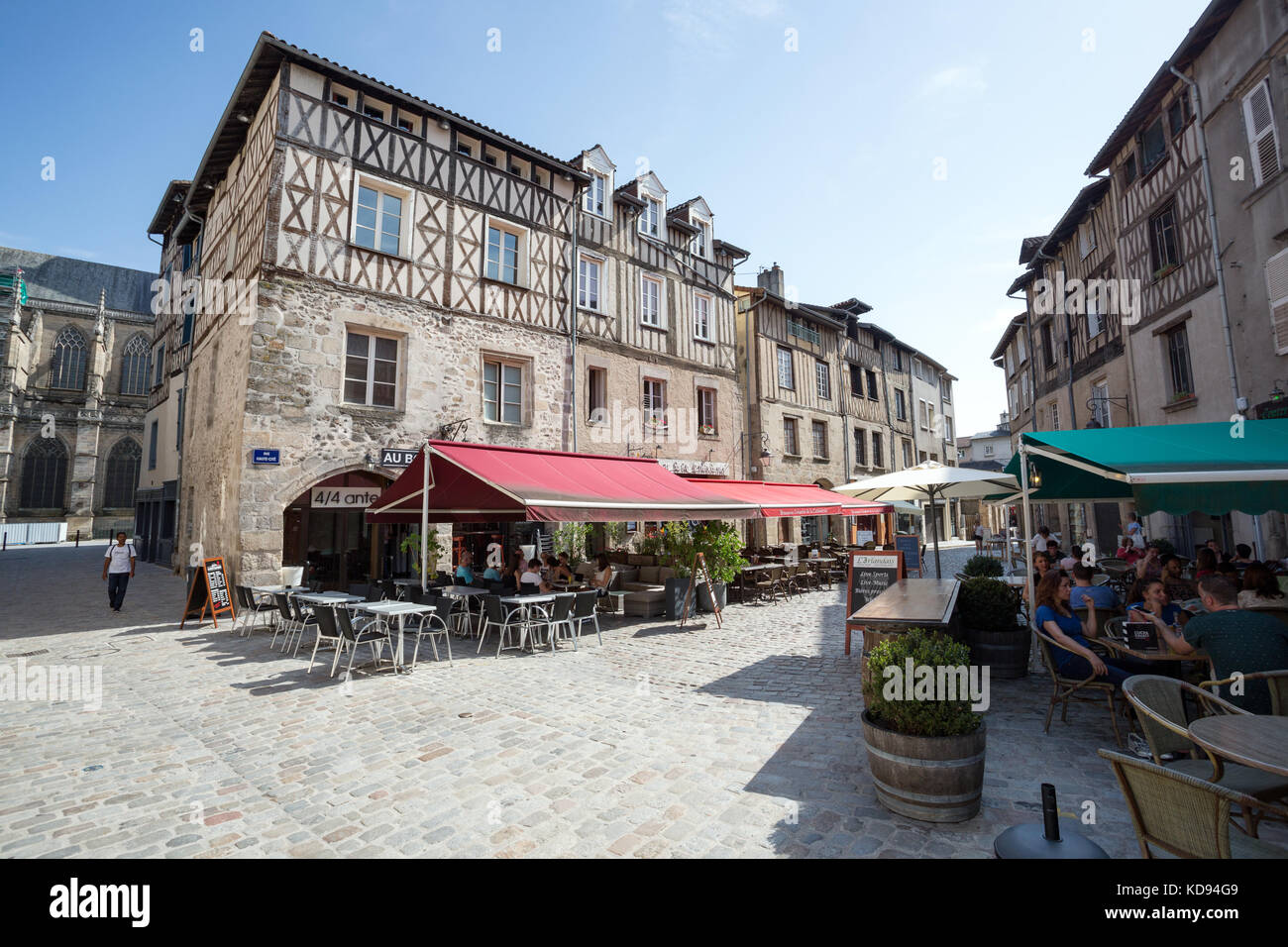 LIMOGES, LIMOUSIN, FRANCE JULY 2, 2017 Terraces and halftimbered