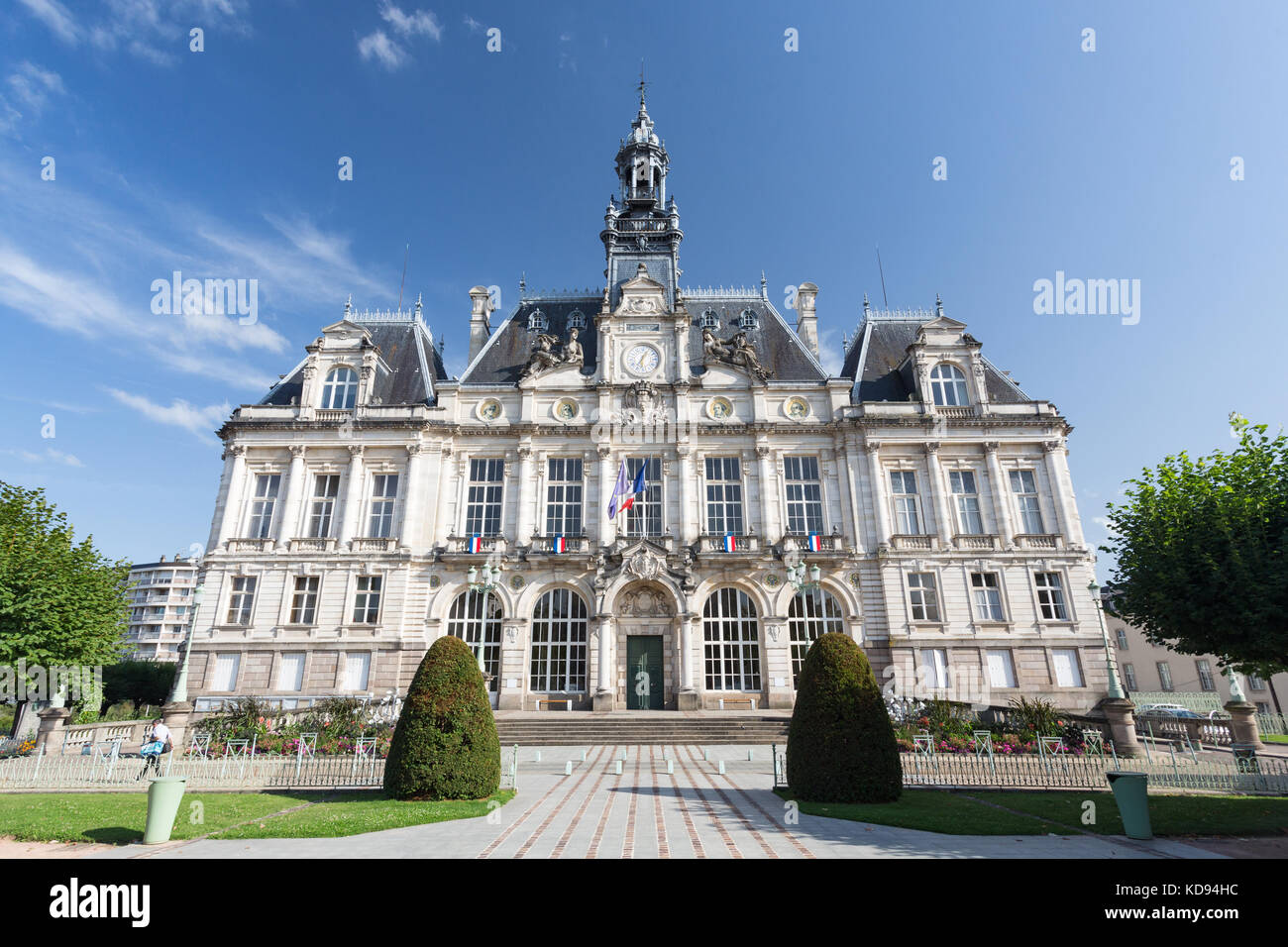 LIMOGES, LIMOUSIN, FRANCE - JULY 2, 2017: The facade of the Neo-Renaissance city or town hall of Limoges. Stock Photo