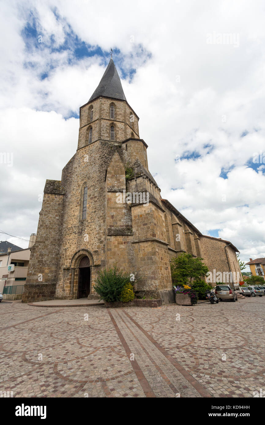 ROCHECHOUART, LIMOUSIN, FRANCE - JULY 3, 2017: Saint-Sauveur church in the centre of the village. Stock Photo