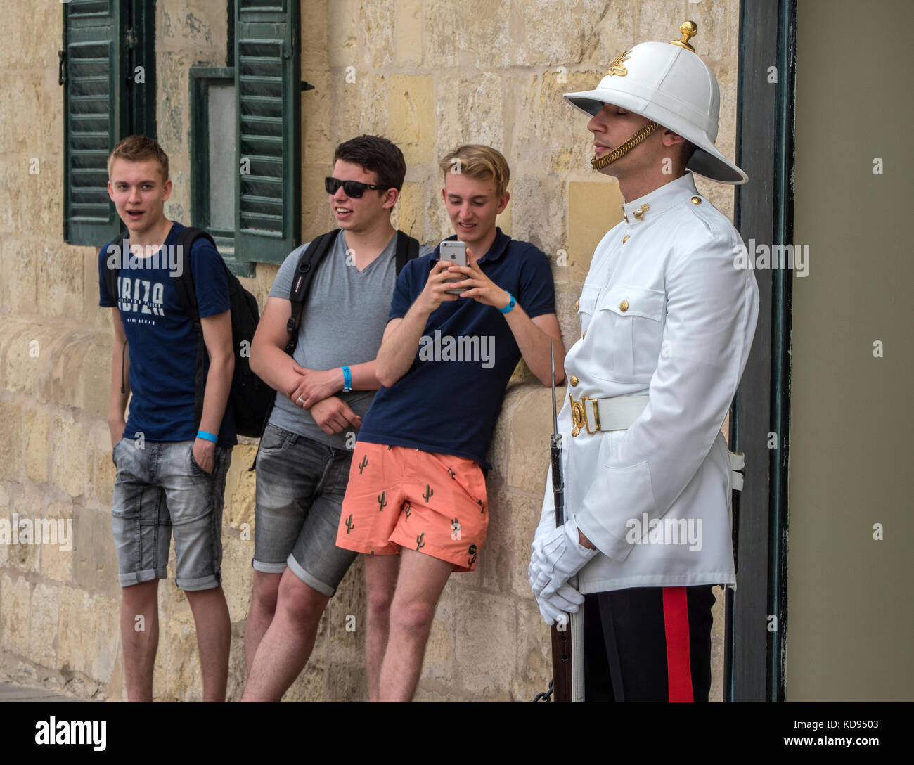 Palace Guard and Boys, Valetta, Malta Stock Photo - Alamy