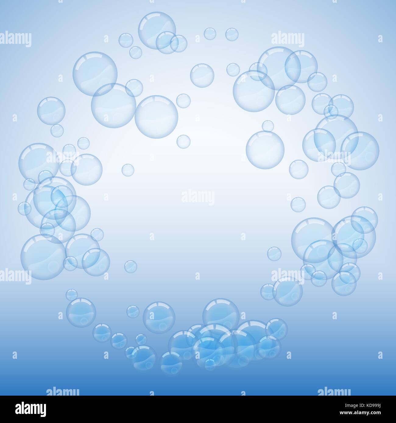 Light soap bubbles on blue background vector round frame Stock Vector ...