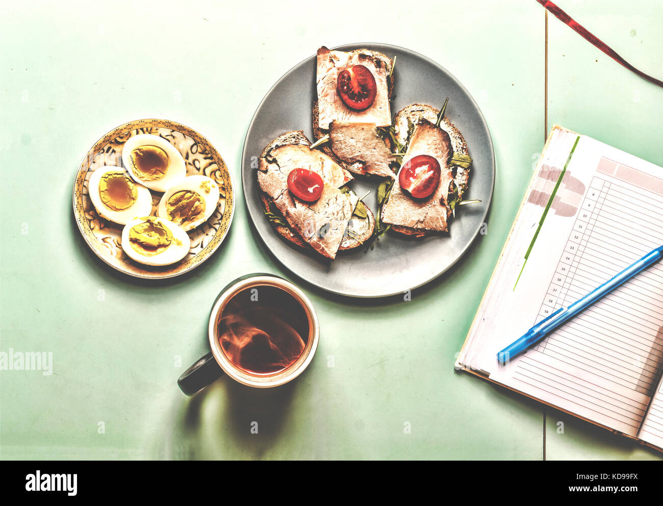 Healthy breakfast. Fresh baby spinach leaves. Ingredients for spinach