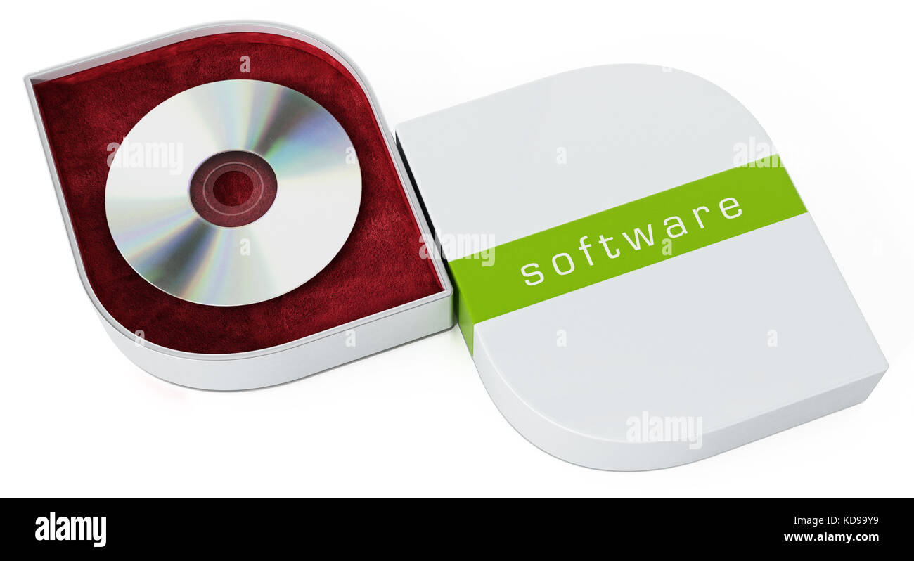 Software box with open cover isolated on white background. 3D ...