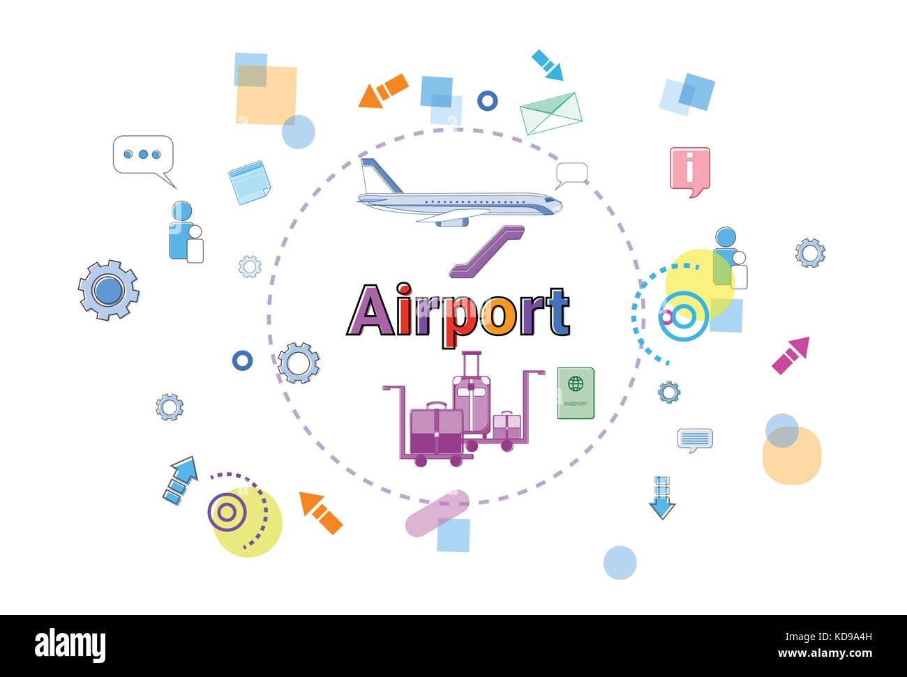 Airport Concept Airplane Transportation Air Tourism Web Banner Stock Vector