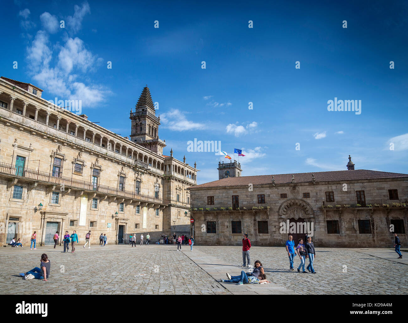 old town landmark Obradoiro Square near santiago de compostela cathedral spain Stock Photo