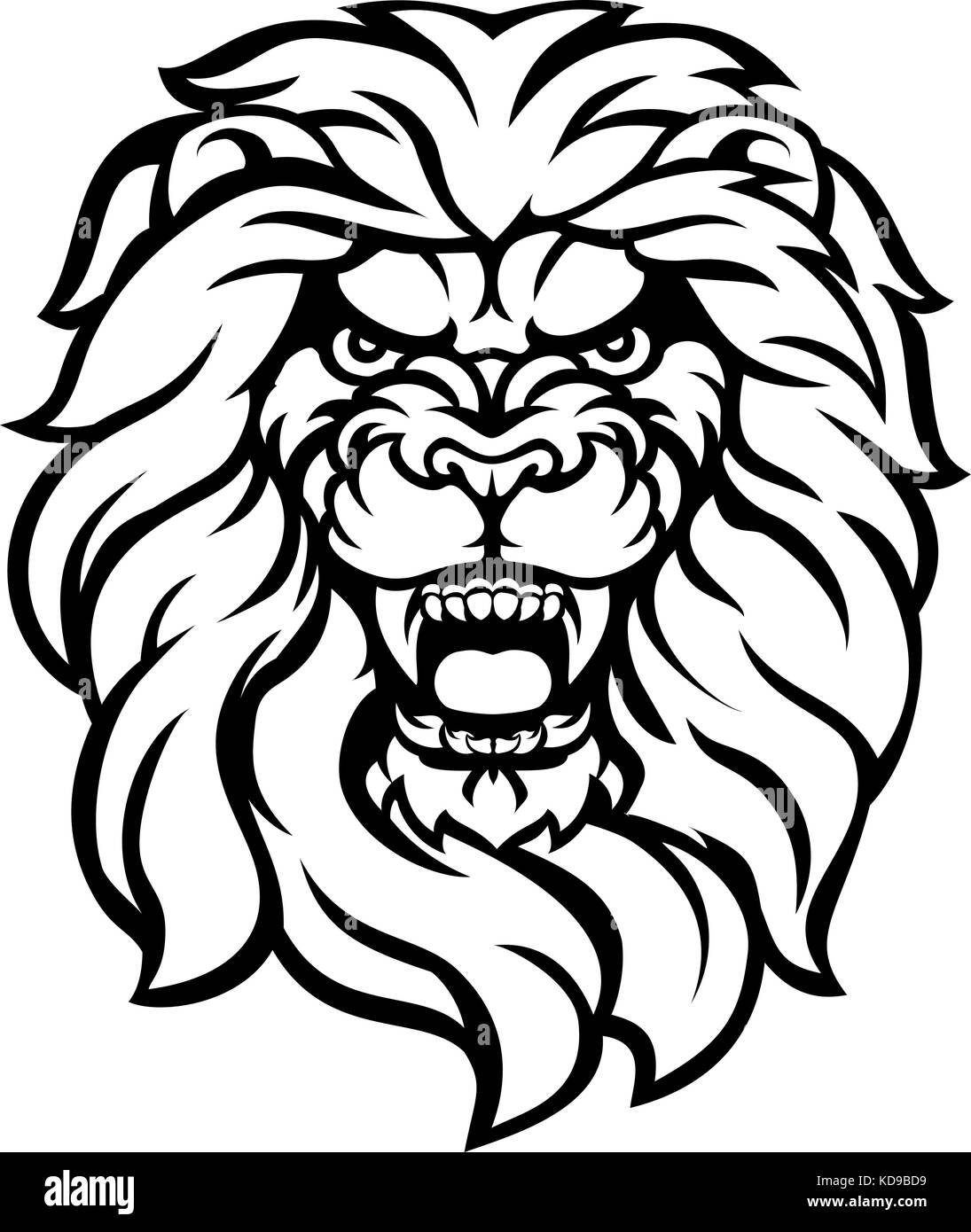 lion roaring outline