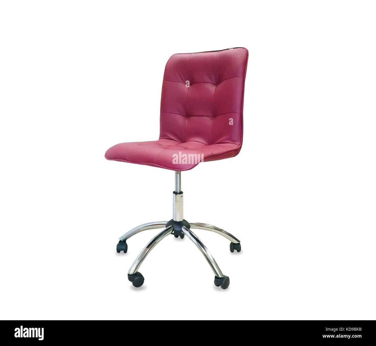 The office chair from red leather. Isolated Stock Photo